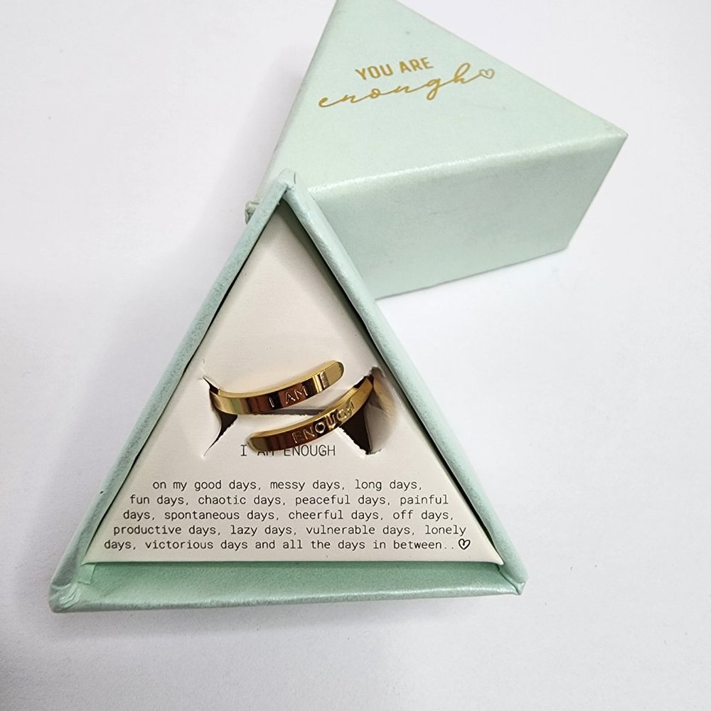 "You are enough" adjustable gold plated ring